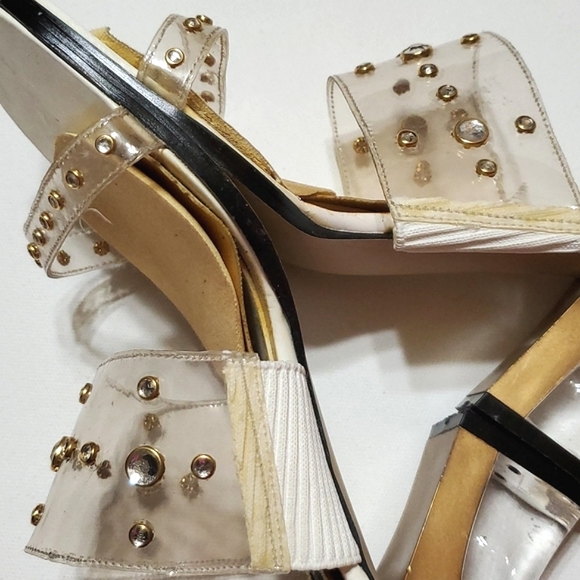 Street Feet Clear Crystals & Gold Studs Size 7.5 - Picture 11 of 15